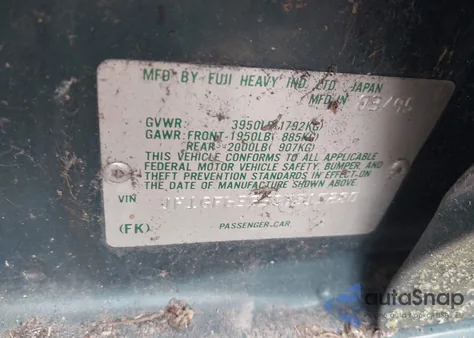 1995 Subaru Impreza L/Outback из США, поврежденный, VIN JF1GF6355SH815280